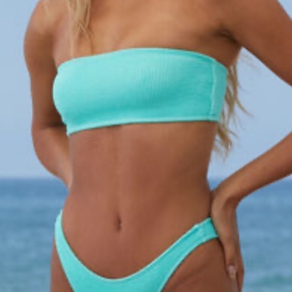 Aqua blue Bandeau Bikini Set